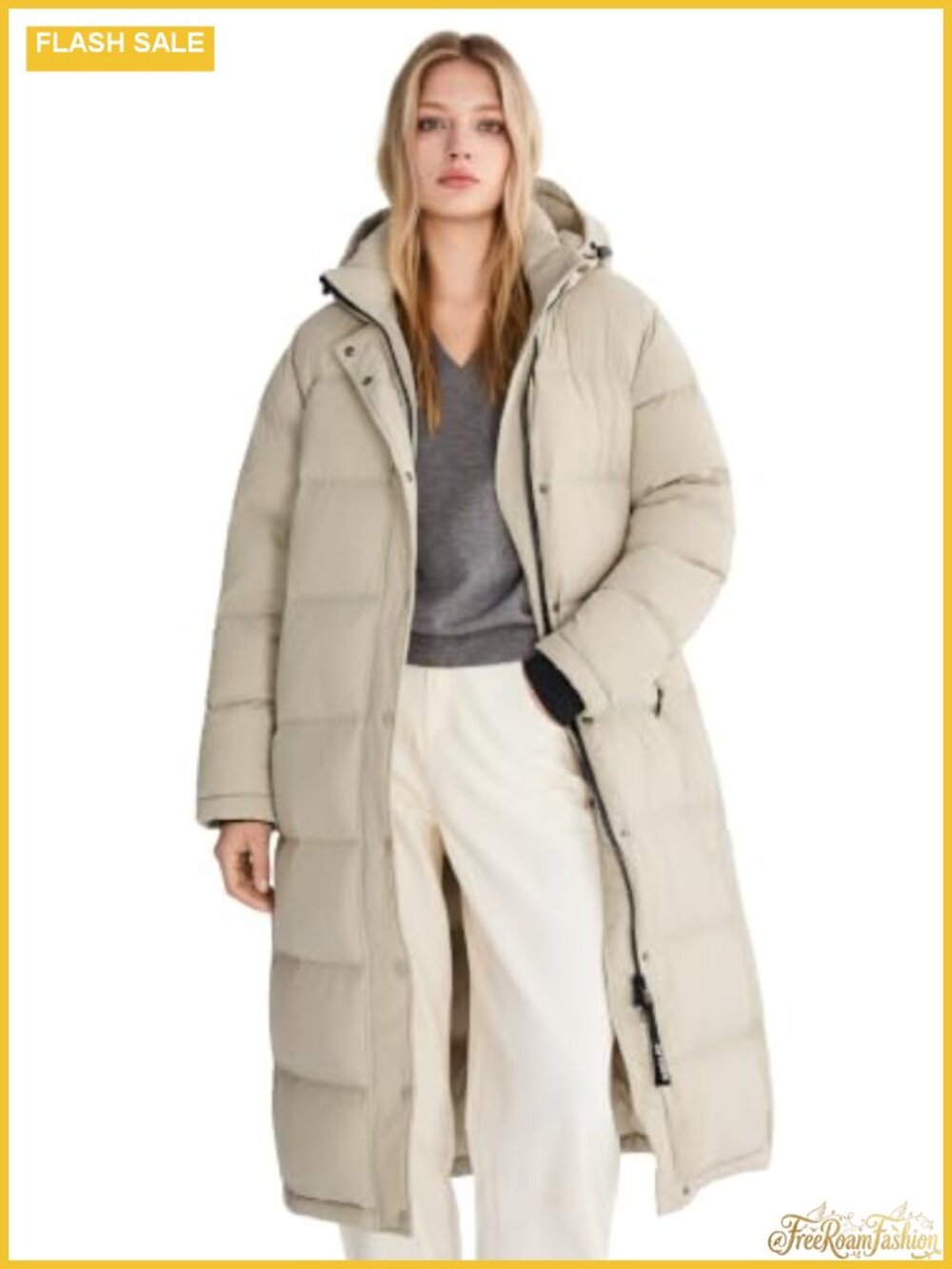 Maxi Down Puffer Coat Winter Longline Hooded Zip Warm